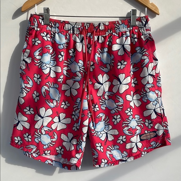 Vineyard Vines Coral and Blue Swim Trunks Shorts with Elastic Waistband Medium - Picture 4 of 16